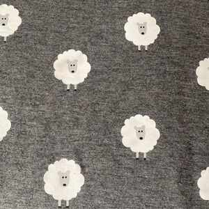 Eric+Iani Sheep Graphic Slouchy Long Sleeve Gray Black White Soft Knit Top S